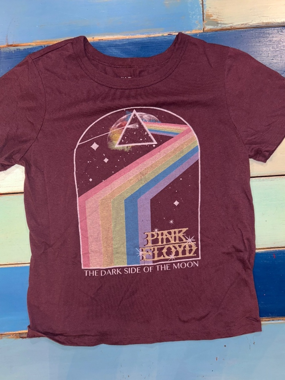 Pink Floyd Dark Side of the Moon Women’s M Burgundy Graphic T-Shirt 2022